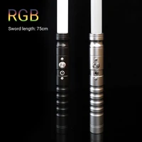 new lightsaber yq pj 001 75 cm black silver rgb lightsaber metal handle power fx lighting subwoofer two color focus lock