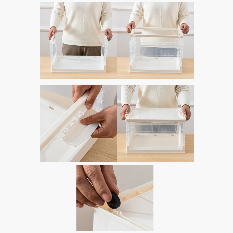 

2021 New Foldable Book Storage Box Household Plastic Transparent Case Organizer Container