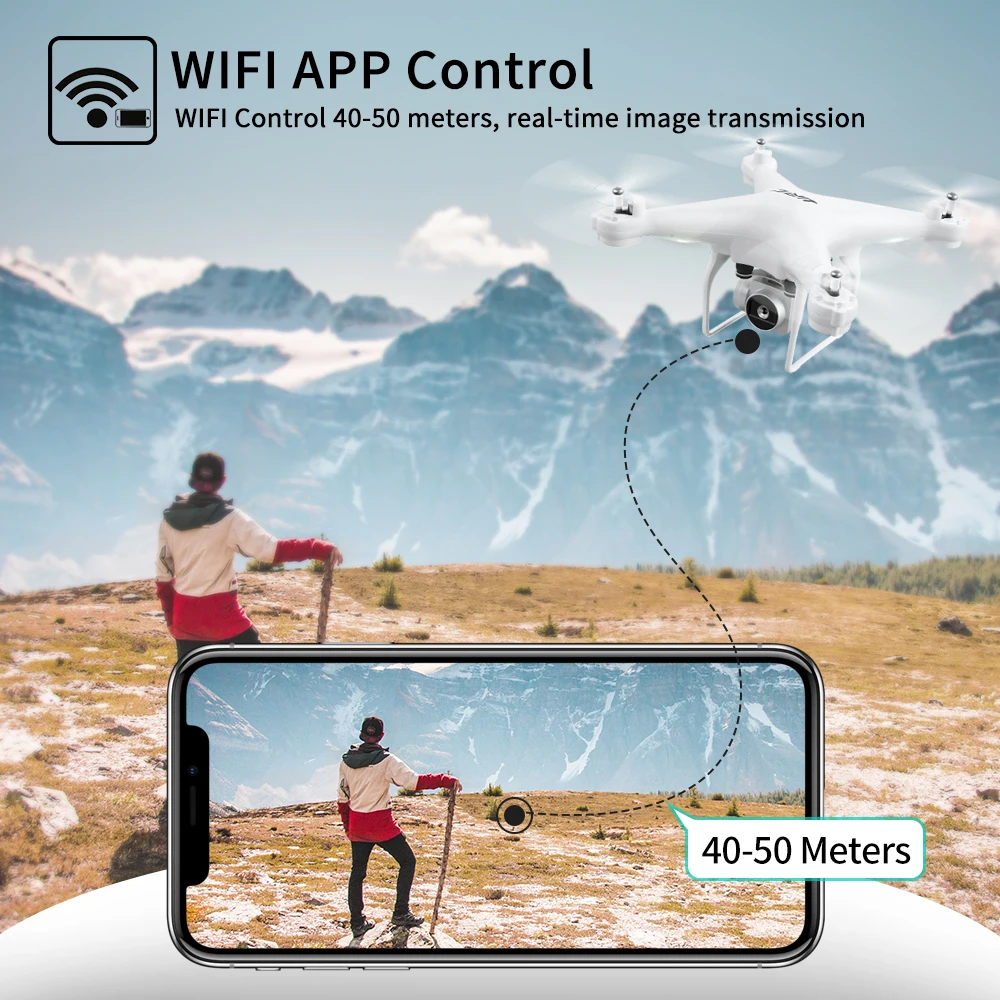 20 минут полета FPV Дрон для взрослых JJRC H68 RC с 1080P HD камерой WIFI живое видео