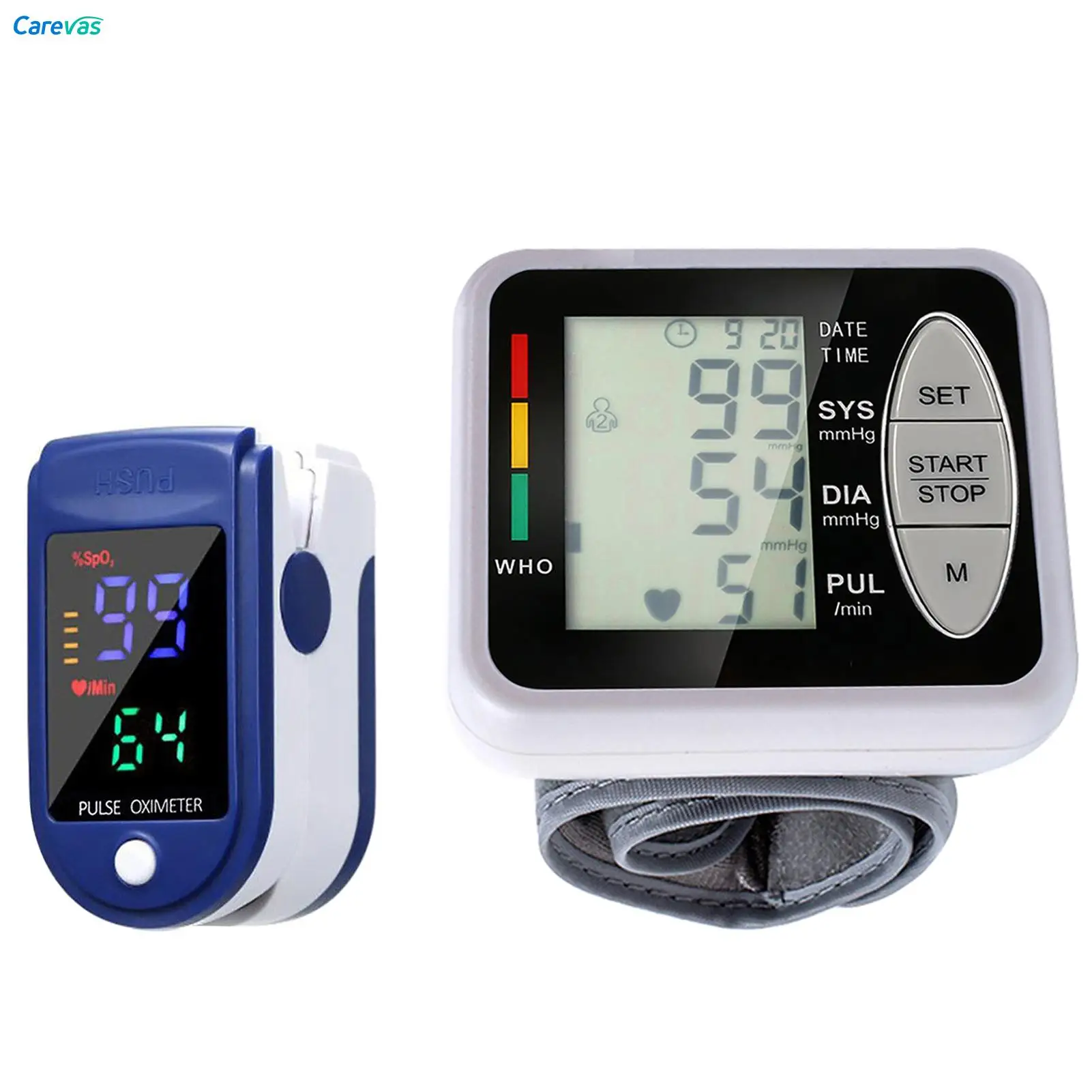 

Medical Finger Pulse Oximeter blood oxygen Heart Rate Saturation Meter + Blood Pressure Monitor Sphygmomanometer Tonometer