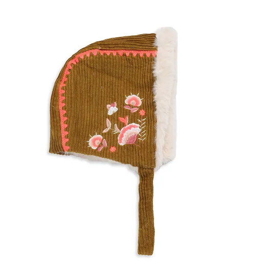 velvet hat brown Lou& M/Детские платья; Новинка г.; осенне-зимнее вельветовое платье с цветочной вышивкой для девочек; Модная одежда для маленьких детей - Цвет: velvet hat brown