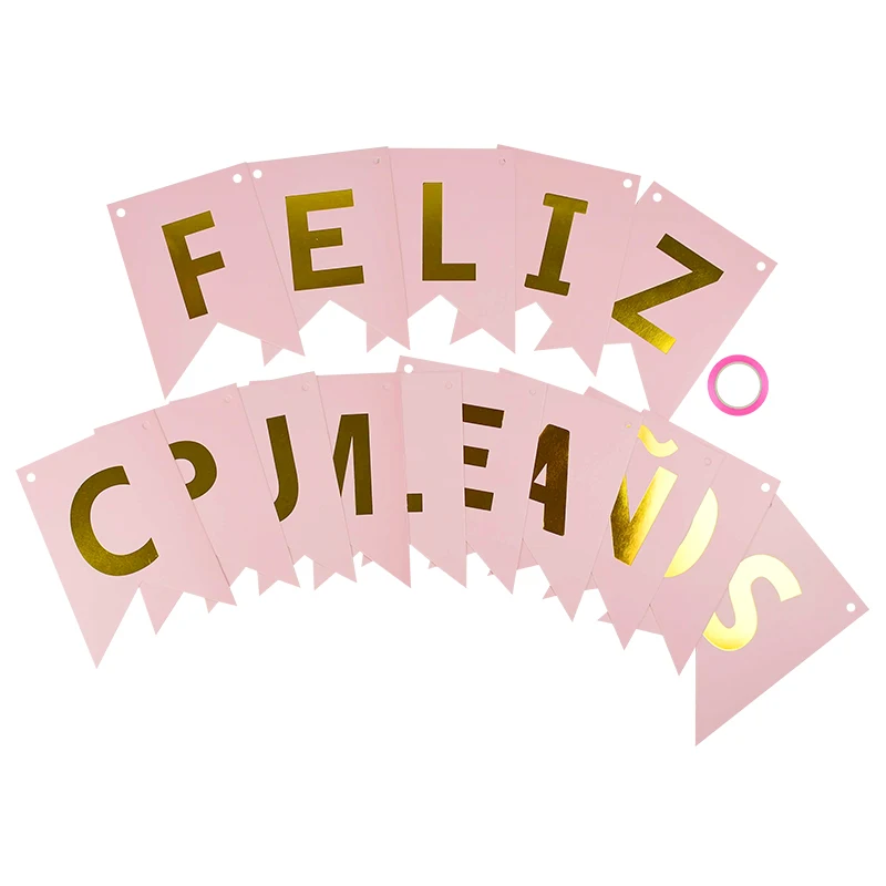 

1 Set Spanish Happy Birthday Party Banner Flags Feliz Cumpleaos Bunting Garland Decoration Supply Baby Shower Decor Supplies