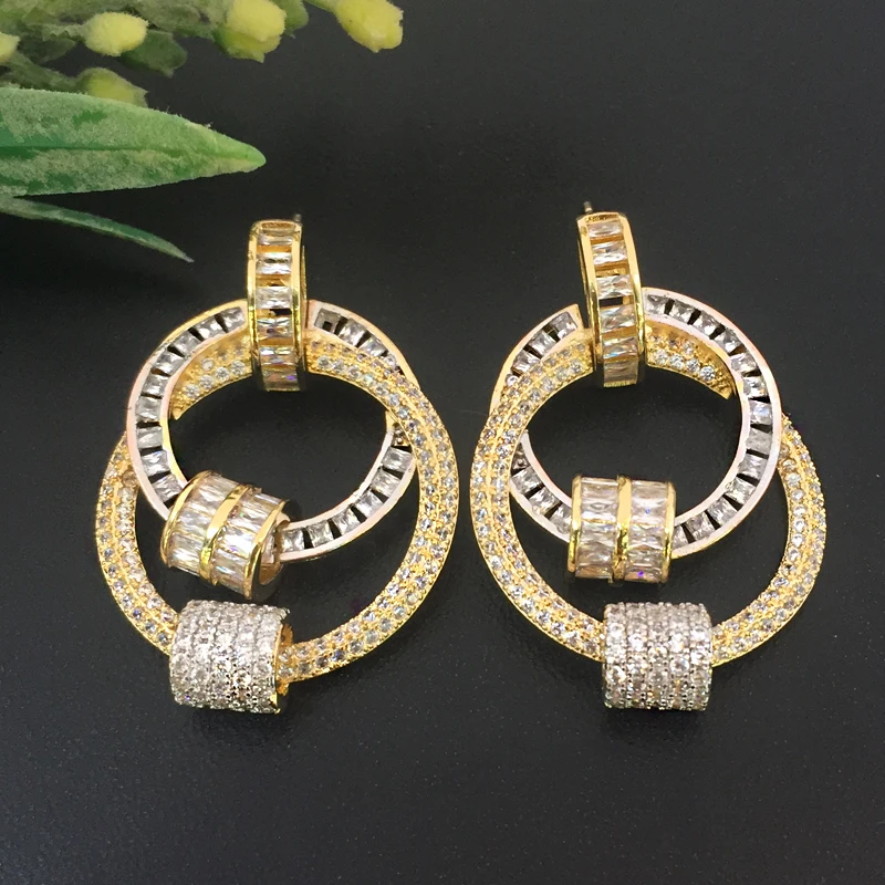Lanyika Fashion Jewelry Simpleness Geometry circle Earrings Full Micro inlay Plated Banquet Popular Best Gift | Украшения и