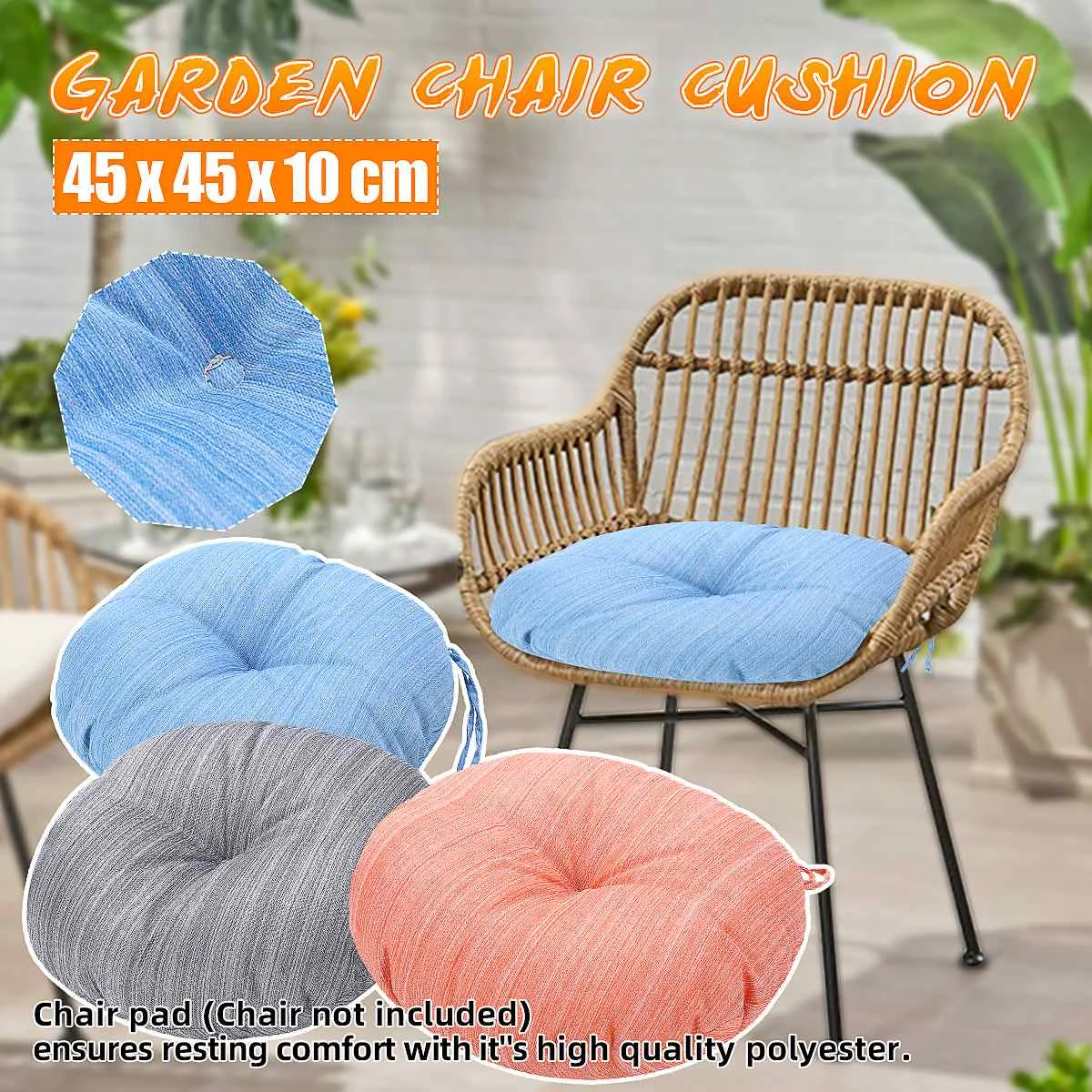 

1 Pair Round Waterproof Outdoor Home Chair Cushion Breathable Soft Seat Pad Washable Cushions Mat For Sofa Car PP Cotton Filler