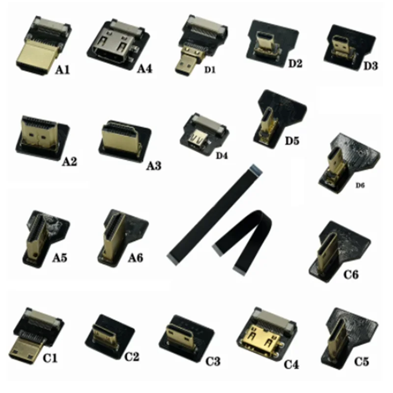 Лента FPV HDMI-совместимый разъем гибкий плоский кабель Raspberry Pi 4 Micro HDMI для HDMI/Mini мама