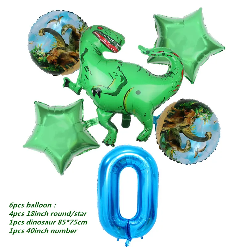 6pcs ballon 6 и 5 шт. большой динозавр фольги шарики, День подарков будущей матери день рождения Юрского мира украшения воздушный шар в форме животного дети подарок Globos - Цвет: 6pcs ballon