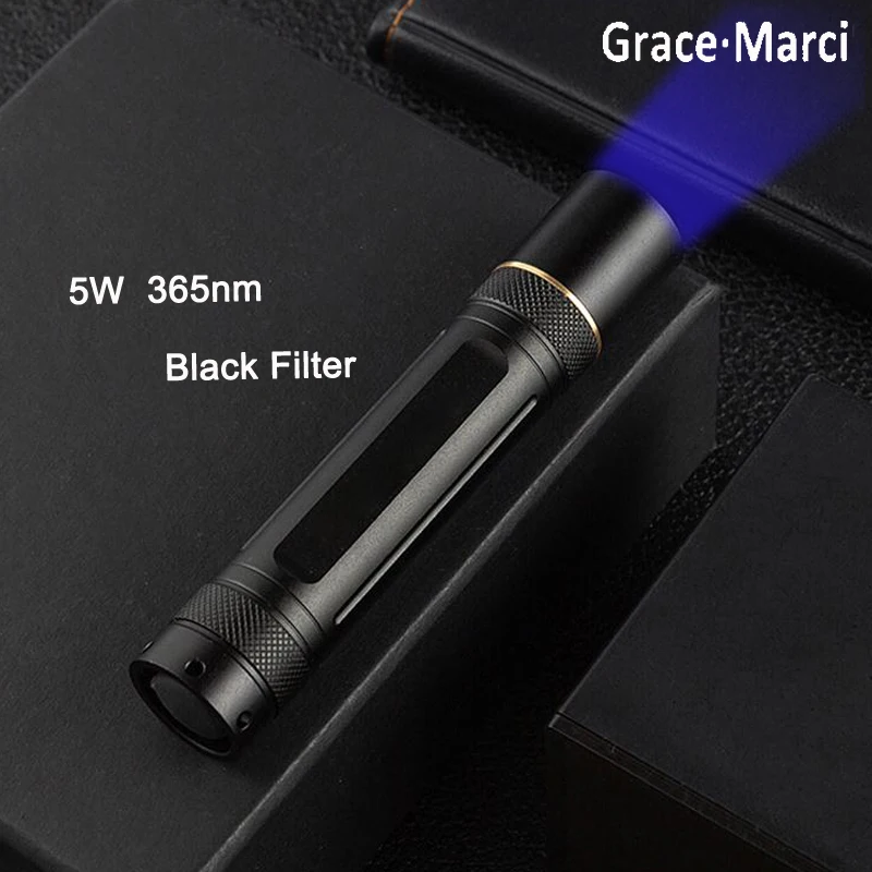 

Portable 5W UV Flashlight 365nm LED Ultraviolet Light UV Lantern Torch With Black Filter Lens For Pet Urine Money Detect