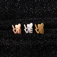 fashion titanium steel letter love stud earrings minimalism hypoallergenic earrings for men women party jewelry gifts