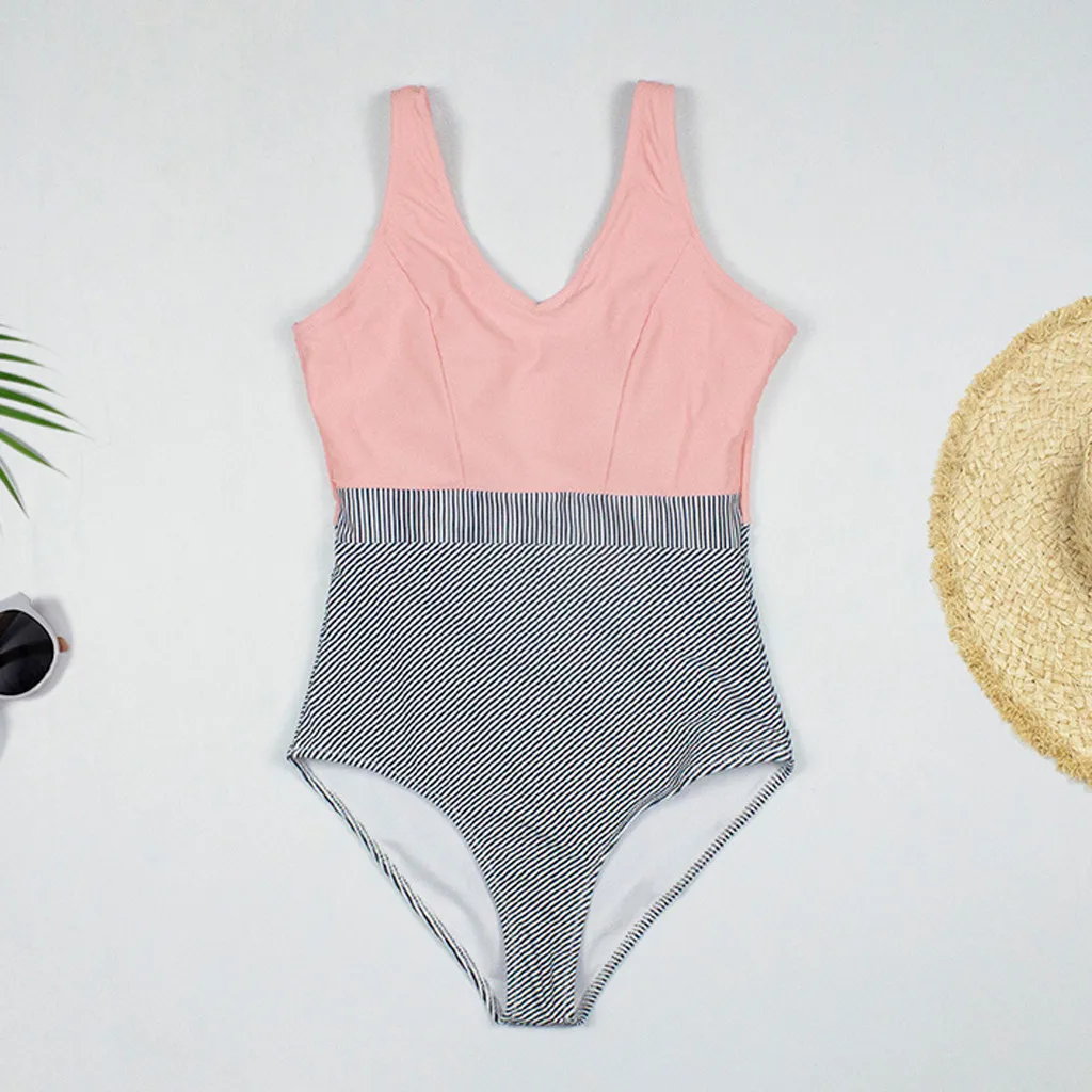 

Women's striped printed one piece swimsuit Brazilian push up summer beach SWIMSUIT SET2021Badeanzug bikini