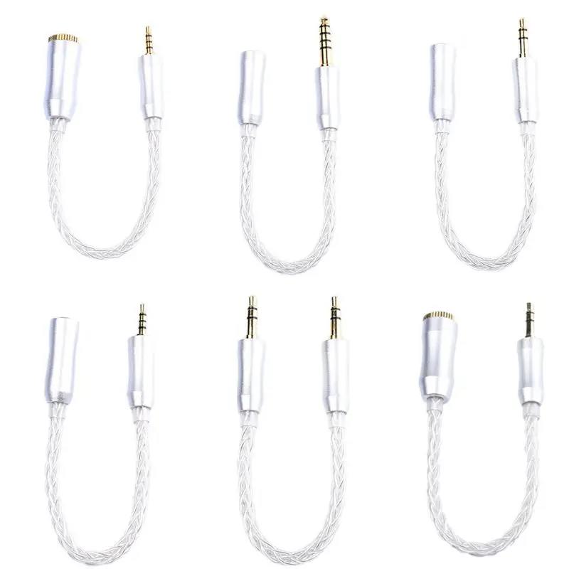 Белый 8 серебряных сердечника Удлинительный кабель 3 5/2 5 мм Мужской до 4 Женский