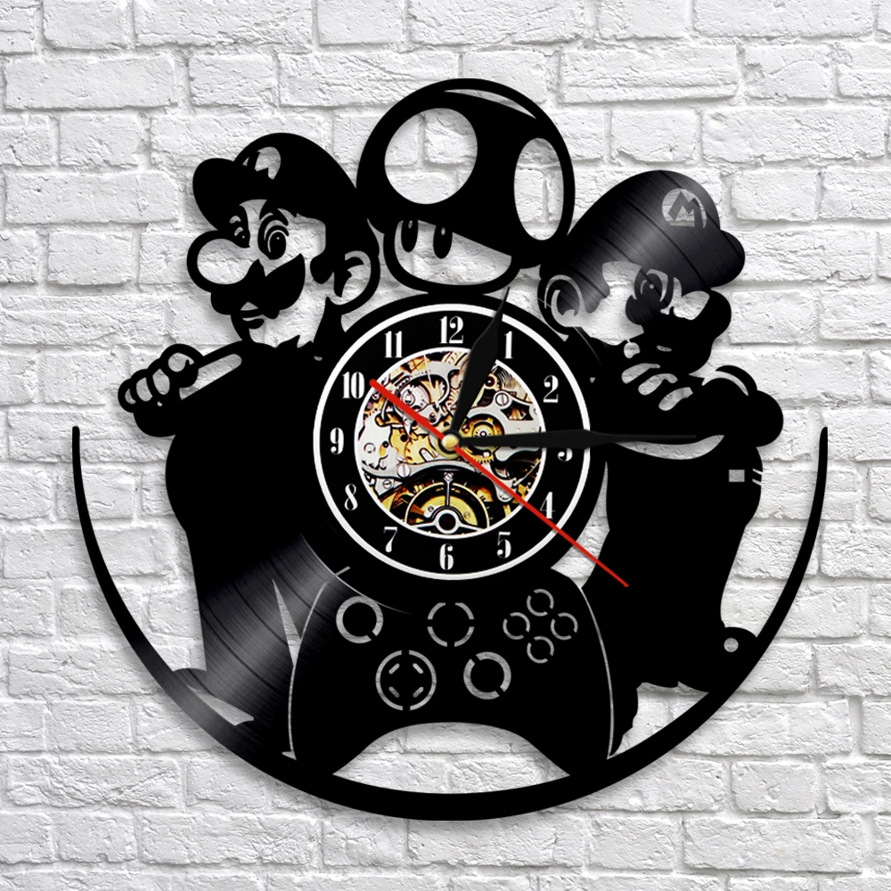 Classic Video Game Wall Art Clock Vintage Vinyl Record Room Decor Retro 80s Gift For Boys | Дом и сад