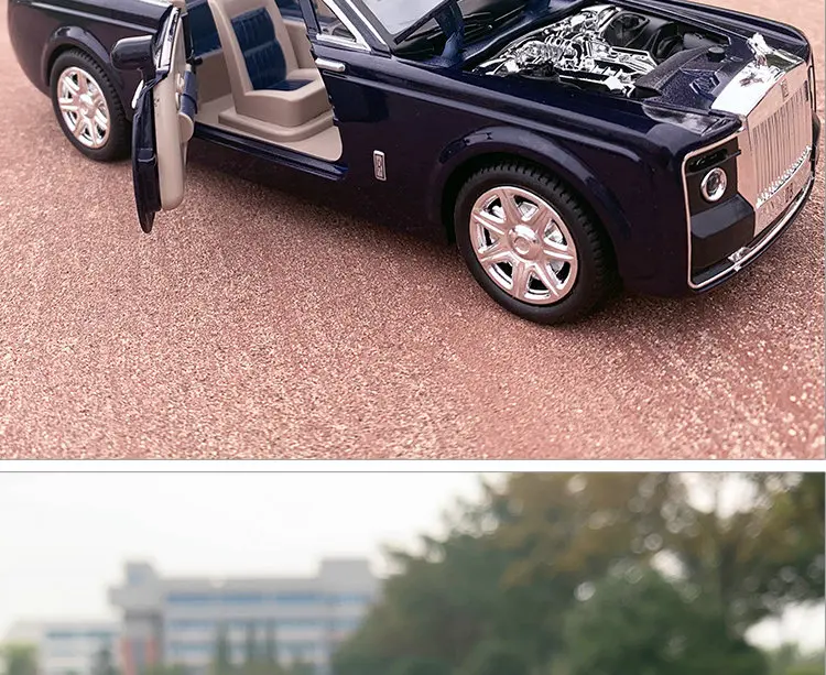 1:24 Rolls Royce Phantom металлические игрушечные колеса, имитационный звуковой светильник, вытяжной задний светильник, коллекция детских подарков, литая под давлением модель автомобиля