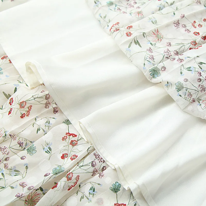

Women Fashion Summer Runway Designers Ruffles Floral Print Chiffon Dress Party Vintage Robe Femme Elegant Holiday Vestidos