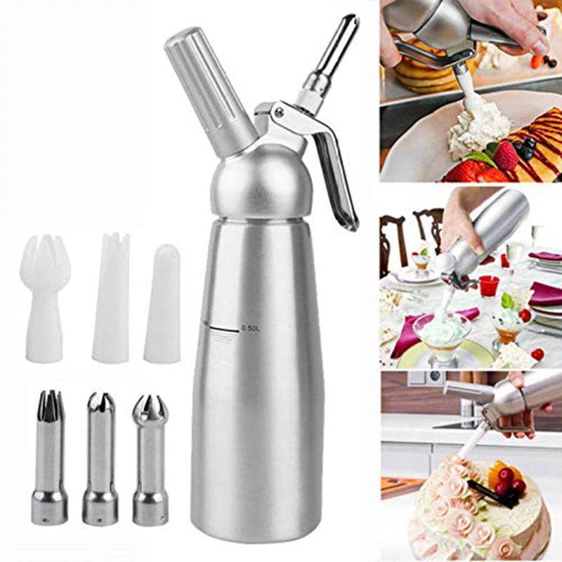 

Professional Whipped Cream Dispenser Stainless Steel 500ML Capacity Canister Homemade Whipped Cream Maker