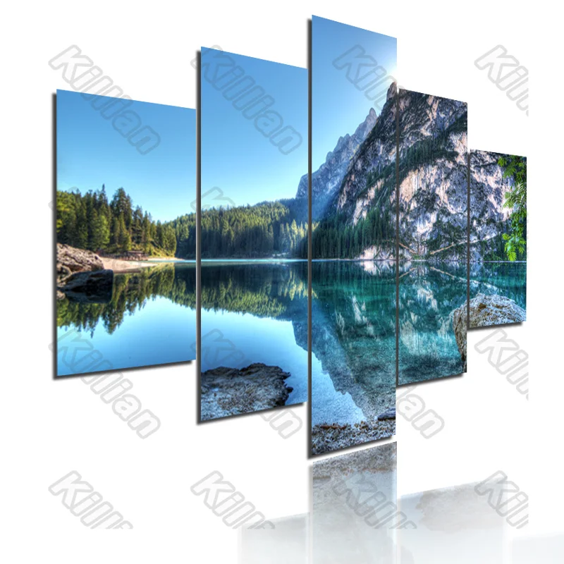 

Modern Style Mural Canvas Paintings Bed Home Decor Prints 5 Pieces Green White Landscape Decoration Living Room Wall Fresco