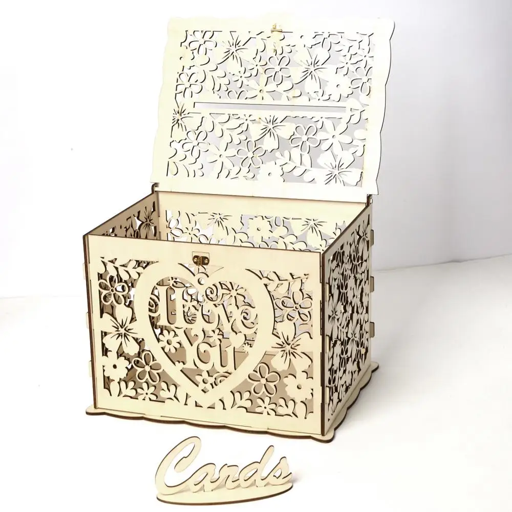 DIY wooden Mr &amp Mrs Свадебные припасы: цветы коробка для открыток деревянная надпись I