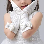 Атласные перчатки для девочек, с бантом, для выступлений