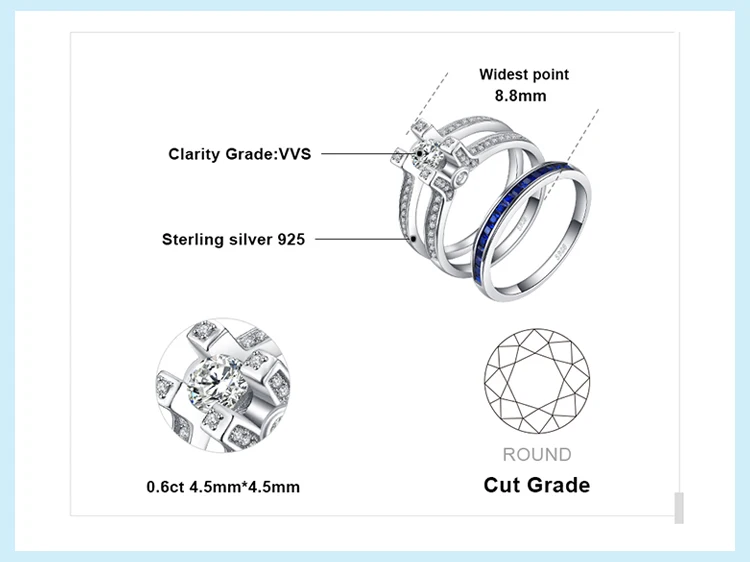 JewelryPalace ар-деко 1.5ct квадратный Форма создан сапфировый кубический цирконий Halo Обручение кольцо устанавливает 925 пробы Silver Hot подарок