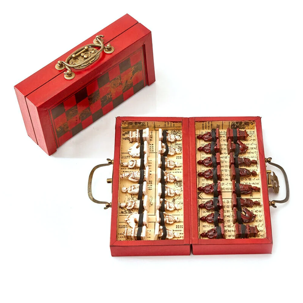 

Folding Vintage Chinese Chess Board Games Set Portable Wooden Board Travel Games for Leaders Friends Outdoor