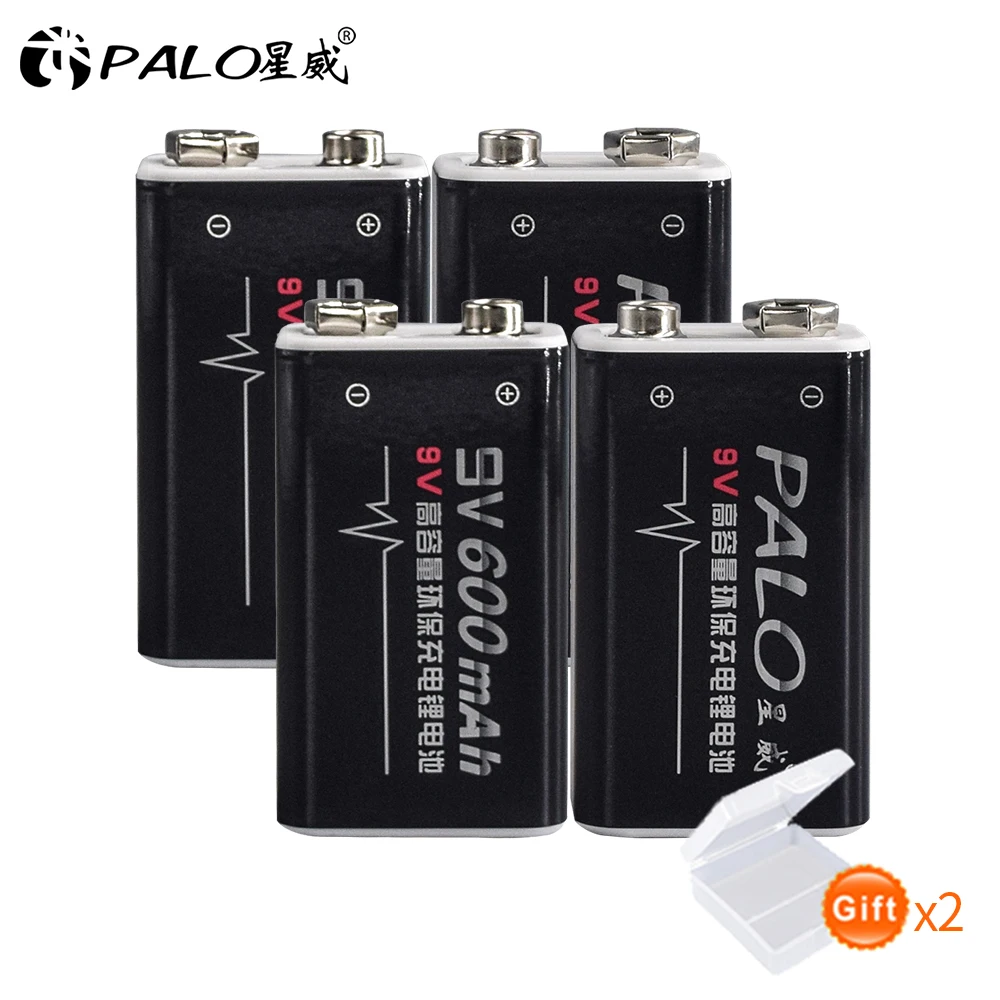 PALO 9v батарея 6F22 006p 9V li ion 600mah Аккумуляторы для цифровой камеры аккумуляторная