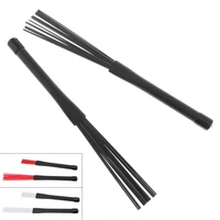 1 pair universal retractable nylon jazz drum brushes sticks with rubber handles red black white
