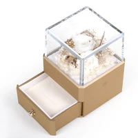new acrylic immortal rose flower packaging jewelry earrings necklace bracelet chic small drawer gift box with led light