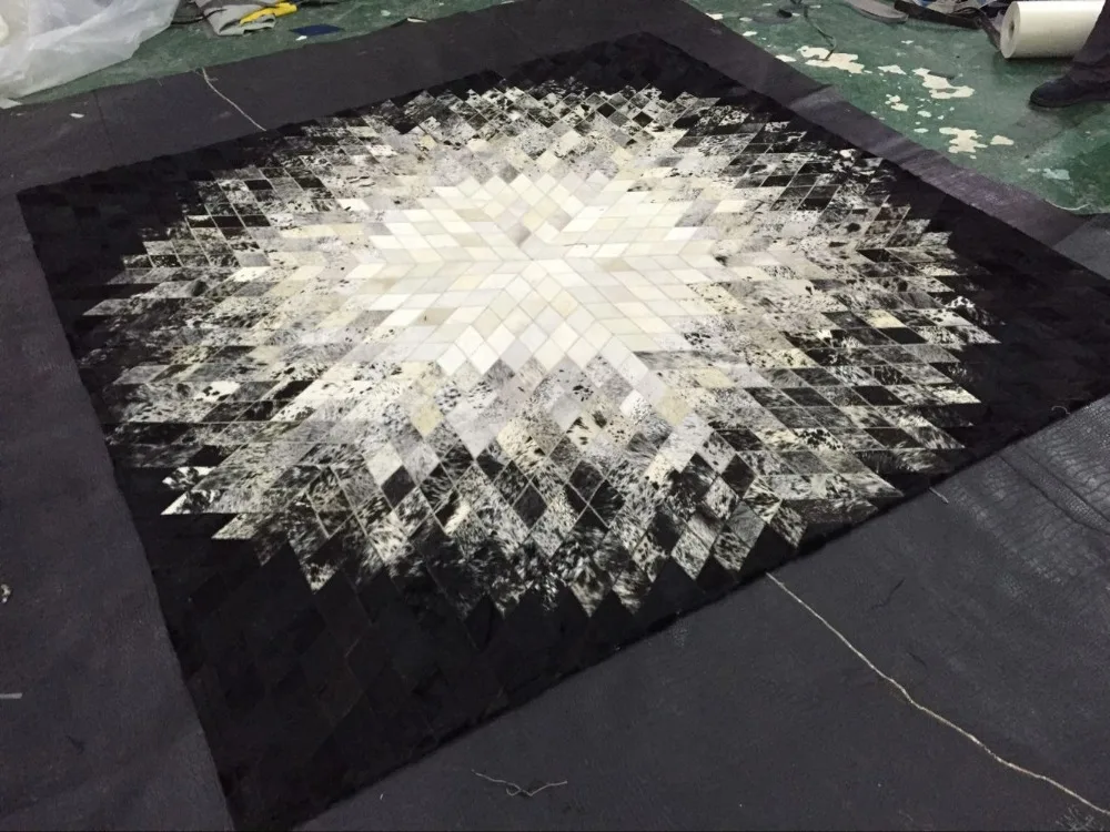 Белый Серый ковер из воловьей кожи животного лоскутный натуральной коровьей