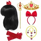 Тиара синтетическая для маленьких девочек, Аксессуары для косплея, корона, головной убор, перчатки, ожерелье, белый парик