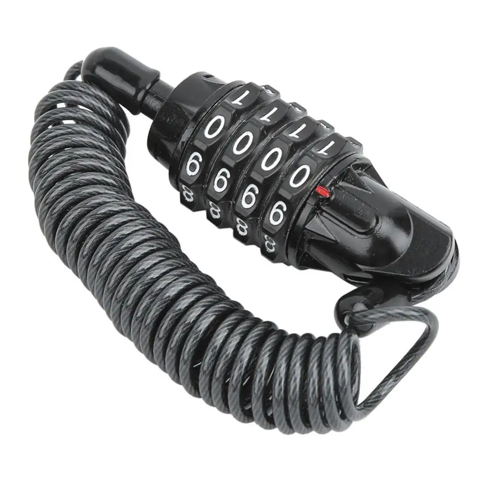 Universal Motorcycle Helmet Lock Cable Code Combination PIN Locking Carabiner Security Reminder Lanyard Spring | Автомобили и