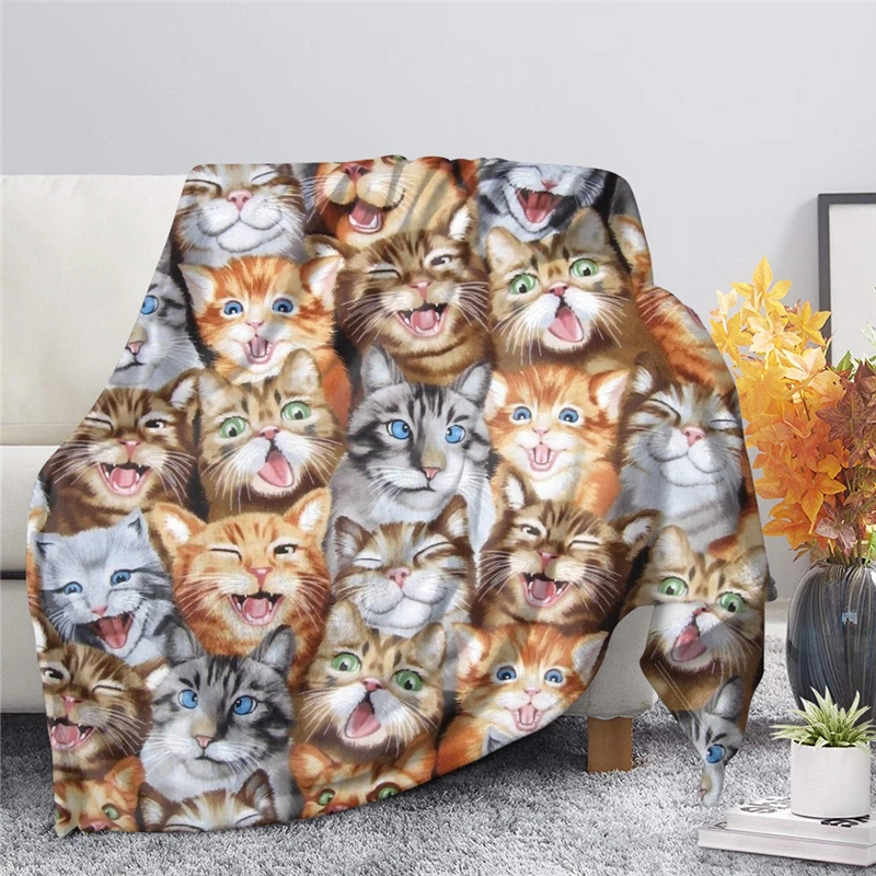 

Tier Flanell Decke Niedliche Katze 3D Druck Decken für Betten Kinder Erwachsene Quilt Hause Dekorative Casual Party Decke