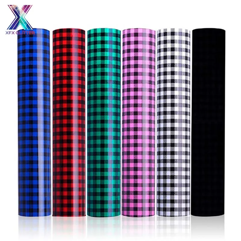 XINFANGXIU HTV 25x150 см Cricut клетчатый узор Htv теплопередача Винил утюгом на Arhiky теплопередача винил пленка теплопередача Винил