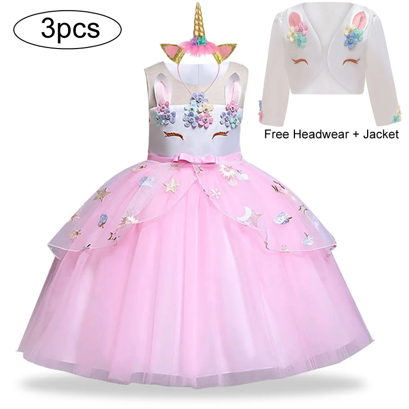 Единорог вечерние Детские платья для девочек костюм детская одежда детское