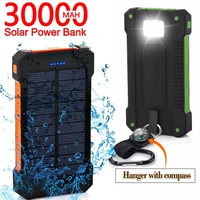 top solar power bank 5000mah waterproof case kits dual usb smartphone battery charger external box flashlight powerbank for i13