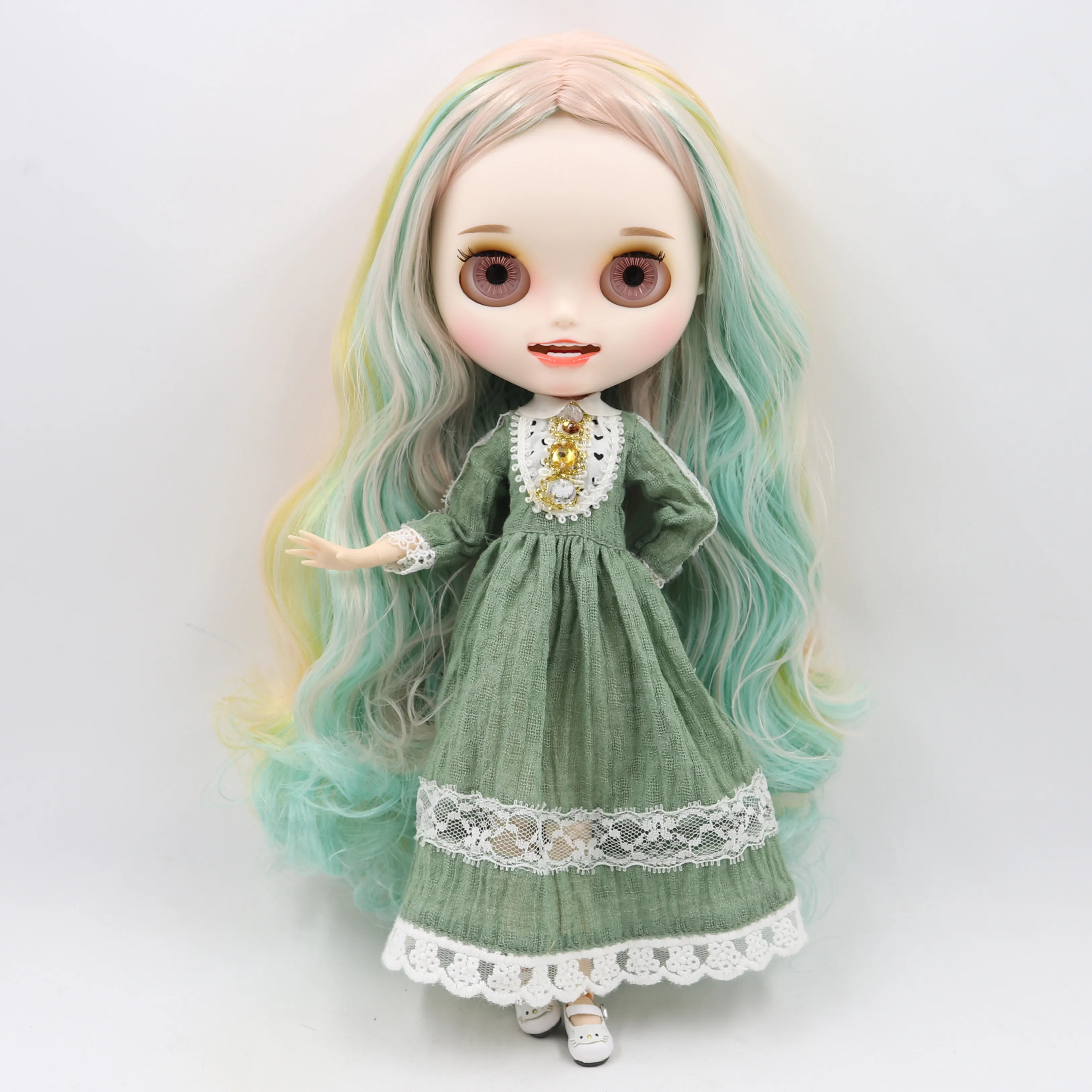 Кукла Blyth ICY DBS с белой кожей резные губы открытым ртом матовая под заказ цвет