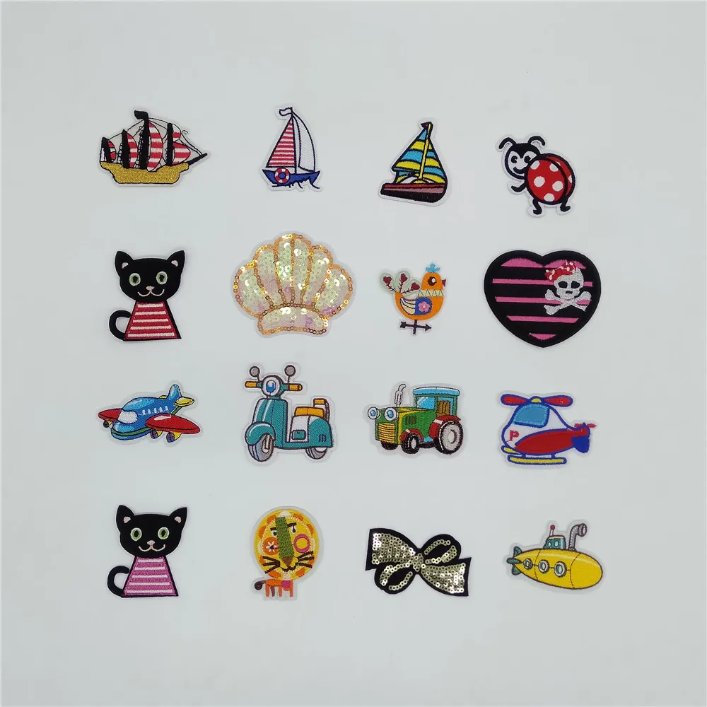 

New arrive Stripe Patch Cartoon Iron Patch Badge Hot Sticker Embroidery Sequin iron on Applique Clothing Sewing Accessories