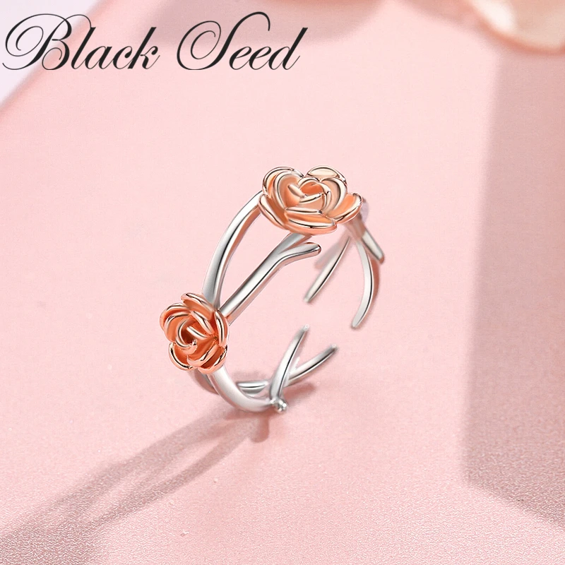 Кольца Черного Семени с розами для женщин, регулируемый размер, модные украшения, подарки на день рождения для девочек RRR009.