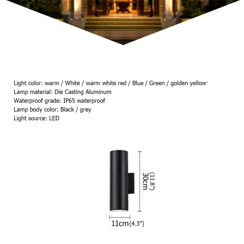 

OULALA Outdoor LED Wall Lamp Round Super Bright Waterproof Patio Sconces Creative Decorative For Porch Garden Villa
