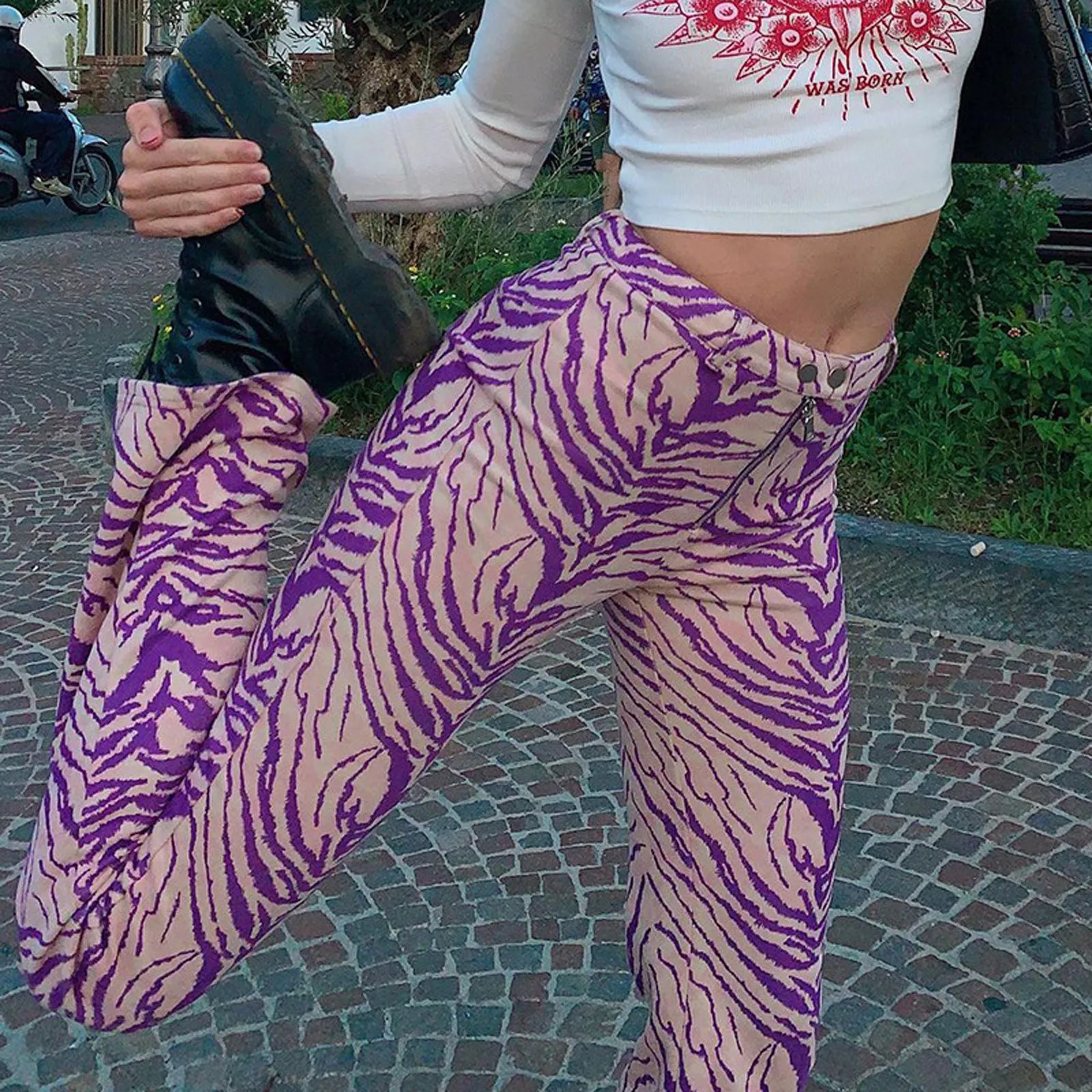 

Fashion Women's Sexy High Waist Skinny Trousers Animal Zebra Printed Zipper Pants Streetwear Straight Pants Pantalones Mujer#g3