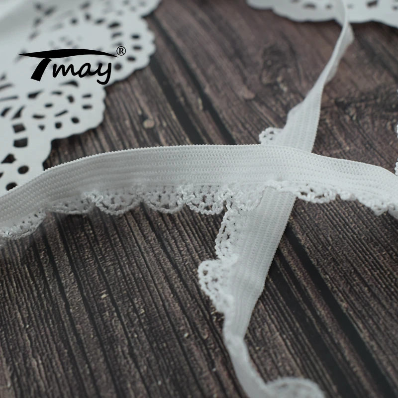 

#2020 Mesh Scallops Soft White Fresh Elastic Bands Baby Handband Lace Ribbon 8 Yards/lot Stretch Lace Trim Sew Appliques Tape