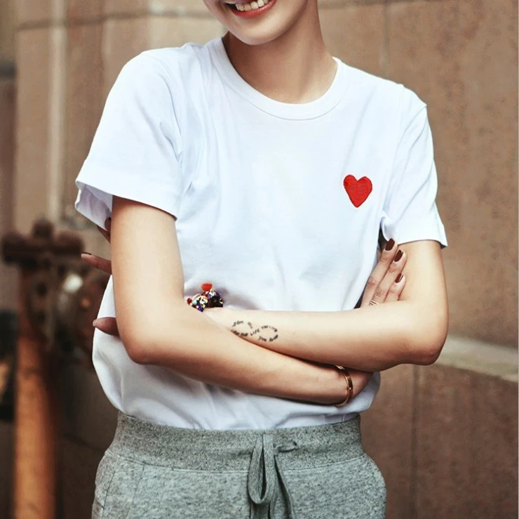 Brand Have Eyes Heart Tee Shirt Harajuku T Women Men Korean Fashion Plus Size Tops 2021 Summer Short Sleeve Tees | Женская одежда