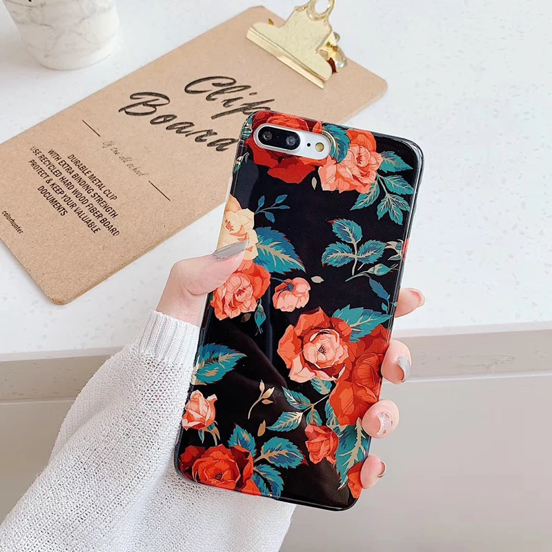 Ретро с розой цветком цветочным мотивом чехол для телефона iphone 8 7 6 6s Plus Чехлы X XS MAX