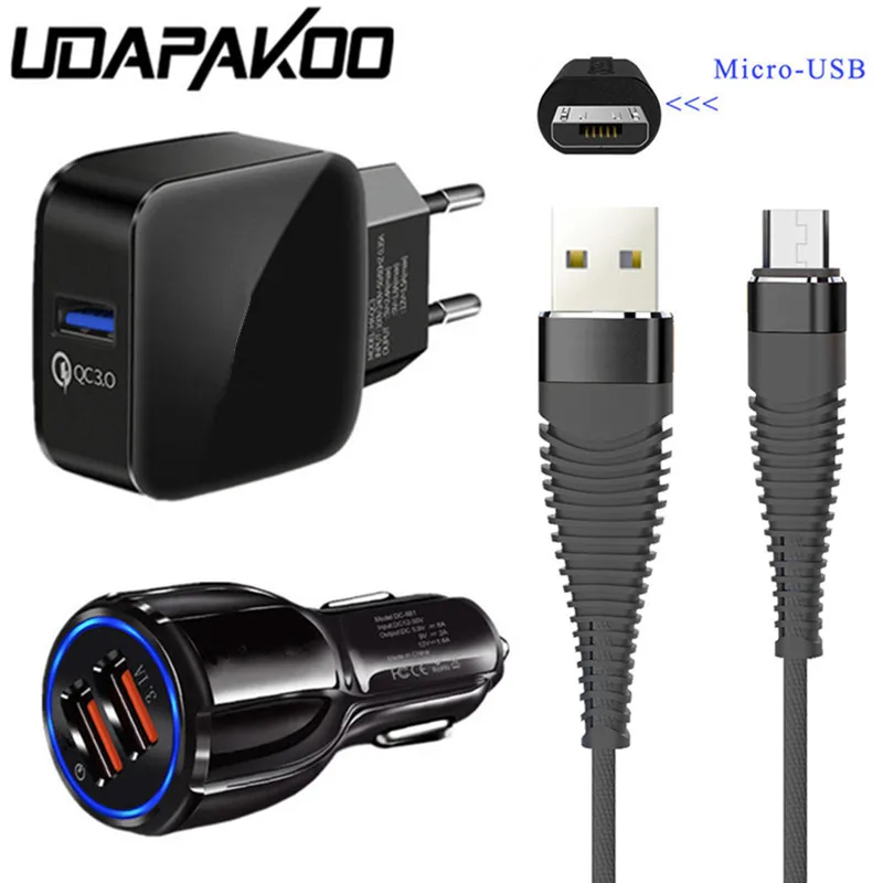 Быстрое зарядное устройство QC 3 0 автомобильное 1 м с Micro USB для Samsung galaxy j3 j5 j7 2016 2017 J4