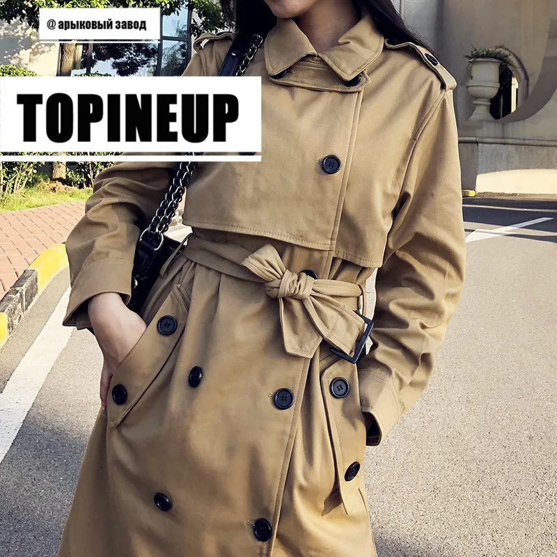 Двубортный тонкий длинный Тренч в британском стиле ветровка Женская