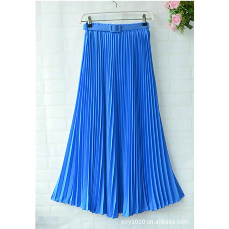 

2020 Women Chiffon Skirt Elegant Pleated Long Maxi High Waist Summer Ladies Girls Beach Boho Vintage Elastic Waist Casual Skirt