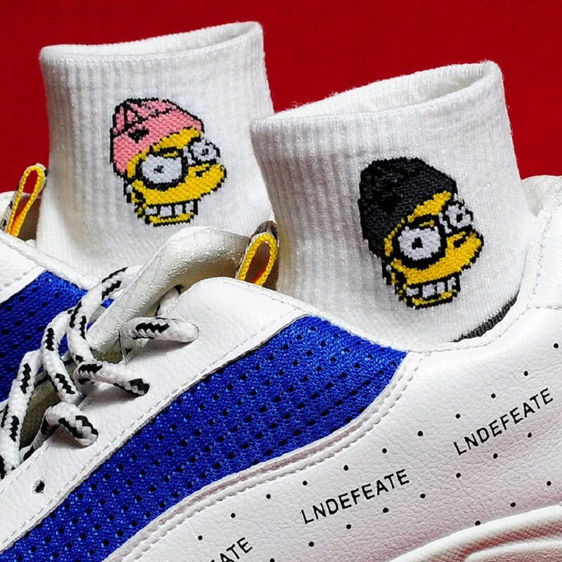 Модные короткие носки с мультяшным рисунком для скейтбординга хлопковые