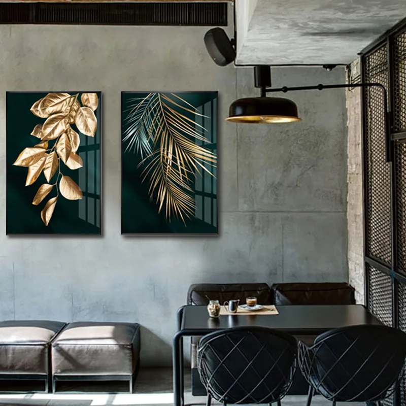 Современный абстрактный настенный холст Conisi с золотыми листьями Картина на