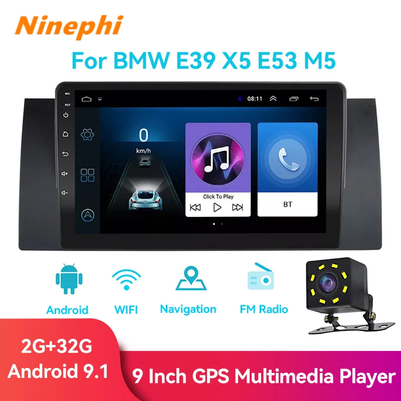 

Автомагнитола 4G Android 8,1, мультимедийный видеоплеер для BMW 5 E39 E53 X5 1995-2001 2002 2003 2004 2005, навигация GPS 2 Din