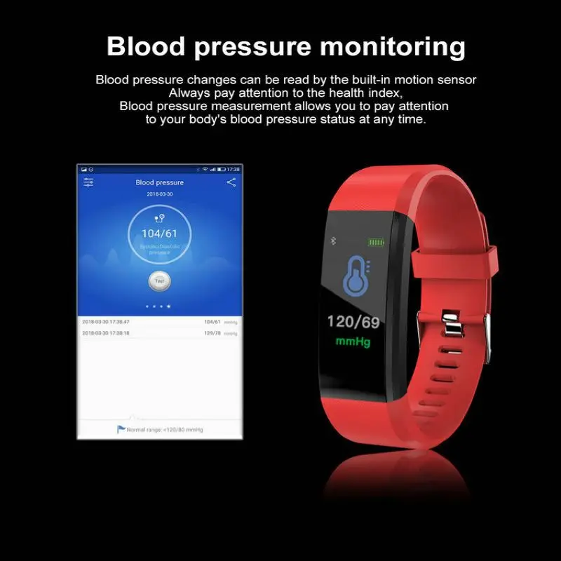 

115plus Bluetooth Smart Sport Bracelet Waterproof Heart Rate Blood Oxygen Adult Blood Pressure Electronic Bracelet Monitoring
