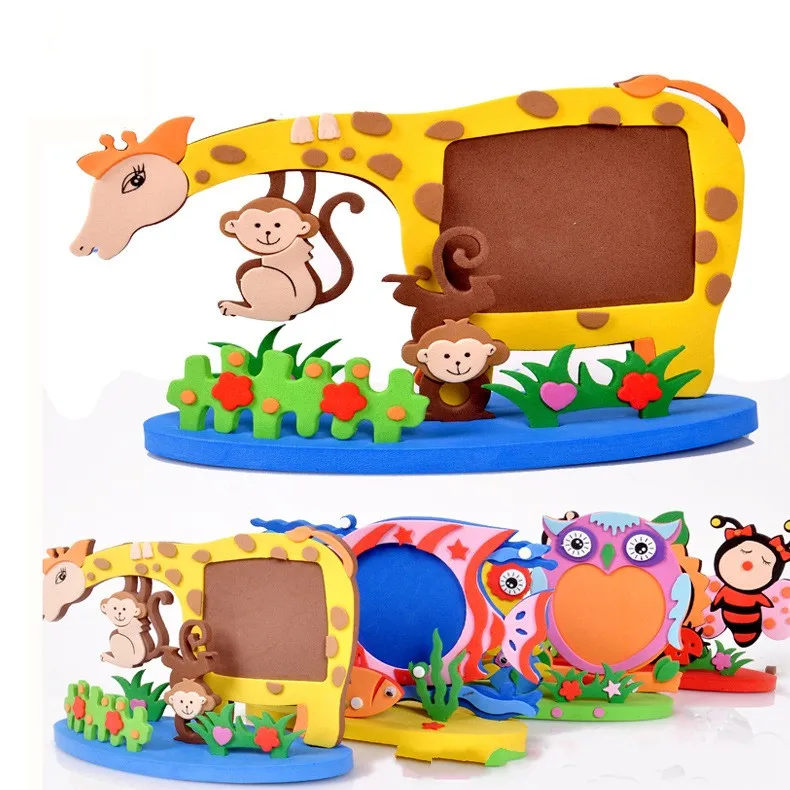 Простые ремесла EVA липкие наклейки животных фоторамки рамки пены Ремесла наборы