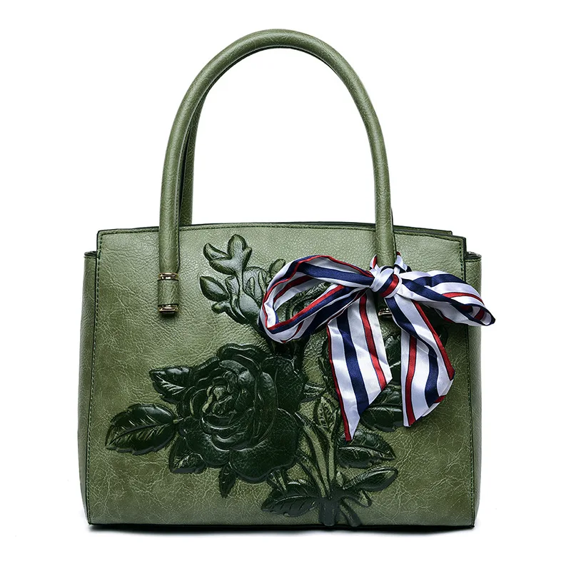 

The new women's bag one-shoulder bag national wind-pressed peony handbag retro tote stiletto bag